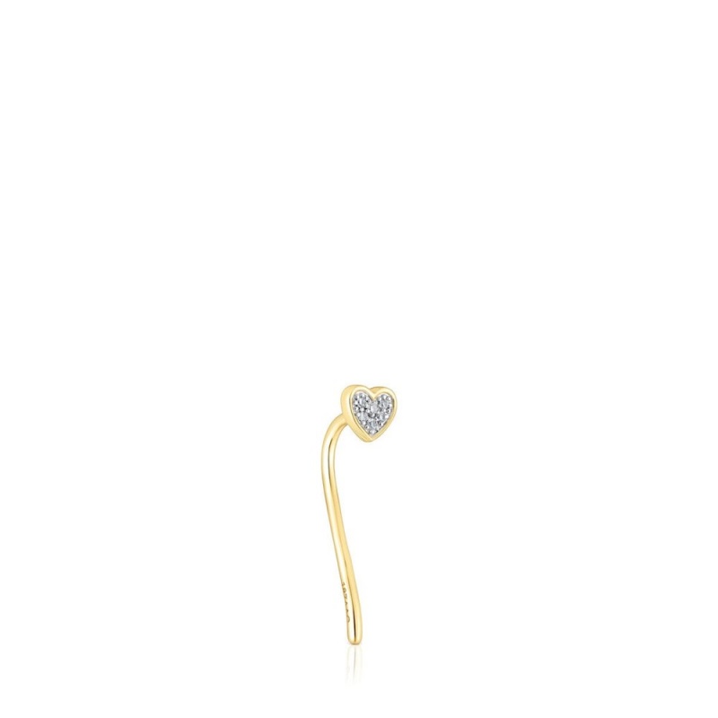 Pendientes TOUS San Valentín 1/2 with diamonds heart motif Mujer Dorados | 4980BPMVS