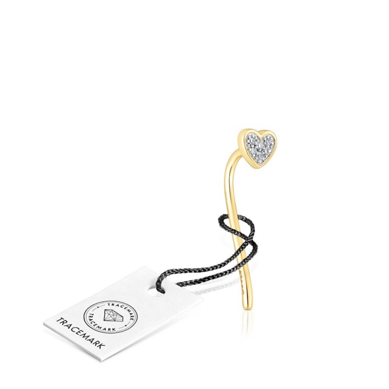 Pendientes TOUS San Valentín 1/2 with diamonds heart motif Mujer Dorados | 4980BPMVS