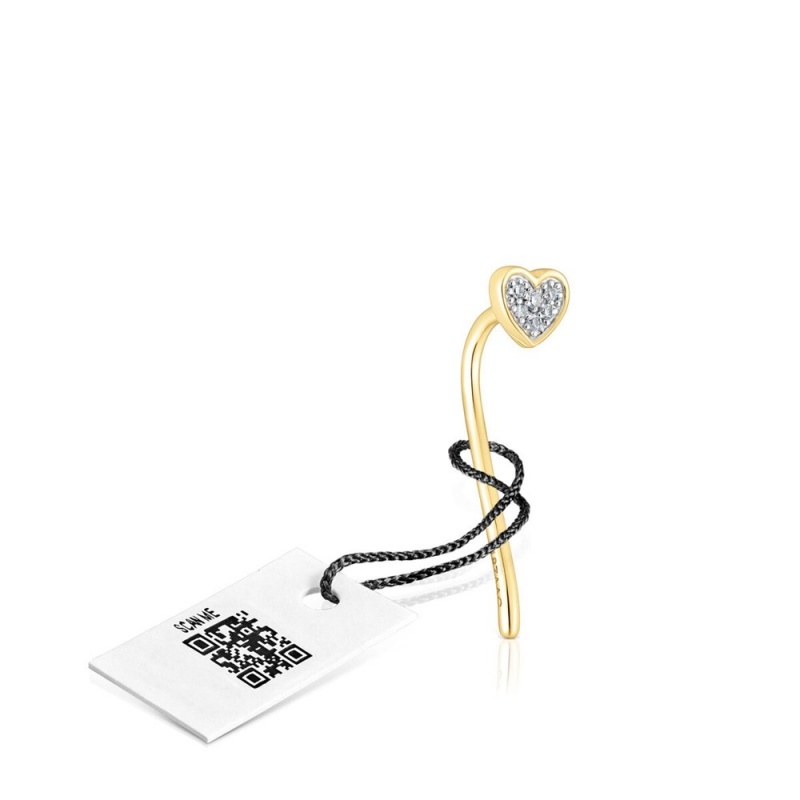 Pendientes TOUS San Valentín 1/2 with diamonds heart motif Mujer Dorados | 4980BPMVS