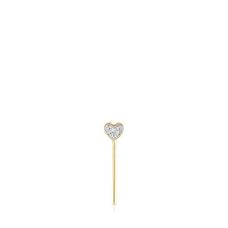 Pendientes TOUS San Valentín 1/2 with diamonds heart motif Mujer Dorados | 4980BPMVS