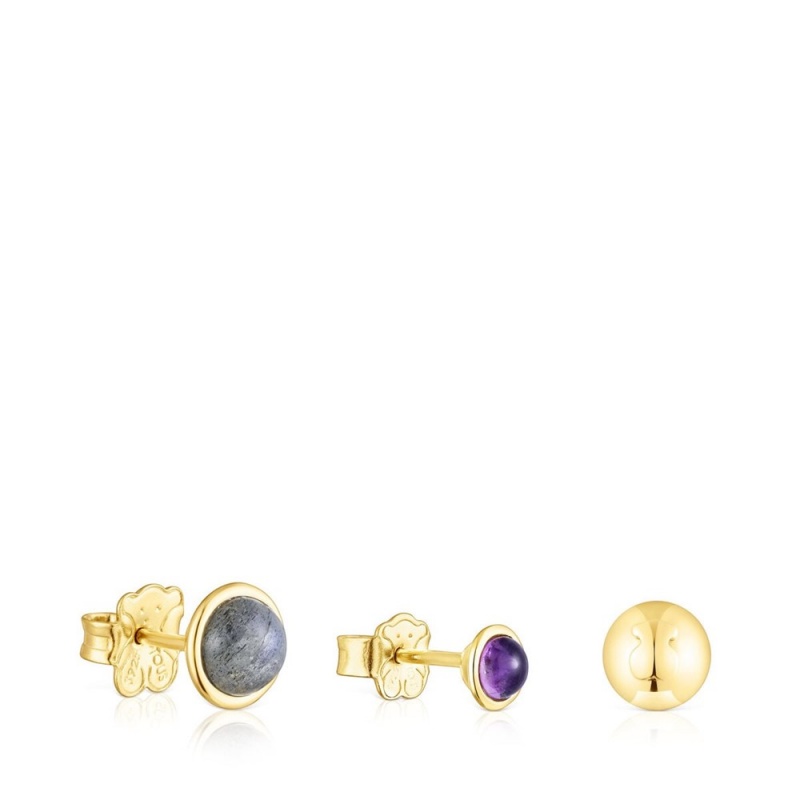 Pendientes TOUS Set of three vermeil Plump with gemstones Mujer Plateados | 7053YWTGP