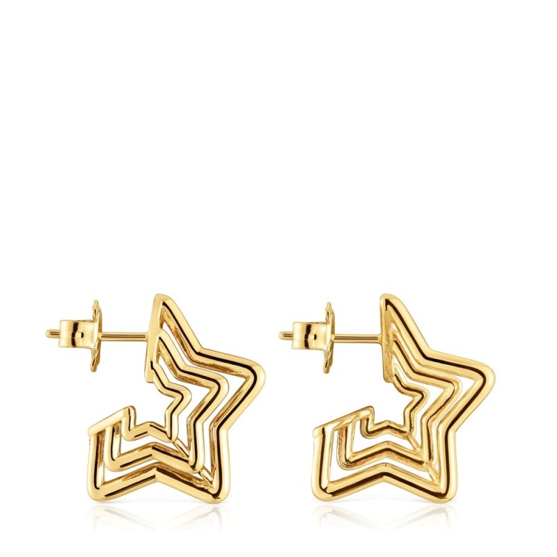 Pendientes TOUS Small Bickie triple star with 18 kt plating over Mujer Dorados Plateados | 5970QLIUA