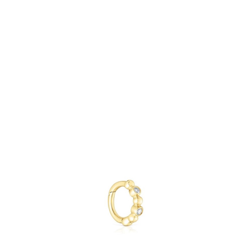 Pendientes TOUS Small Hoop with balls diamonds Les Classiques Mujer Dorados | 4372TILHV