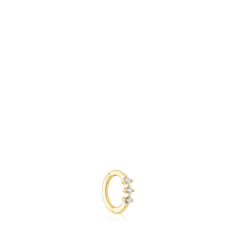 Pendientes TOUS Small Strip hoop eardiamonds Les Classiques Mujer Dorados | 5483OYPAG