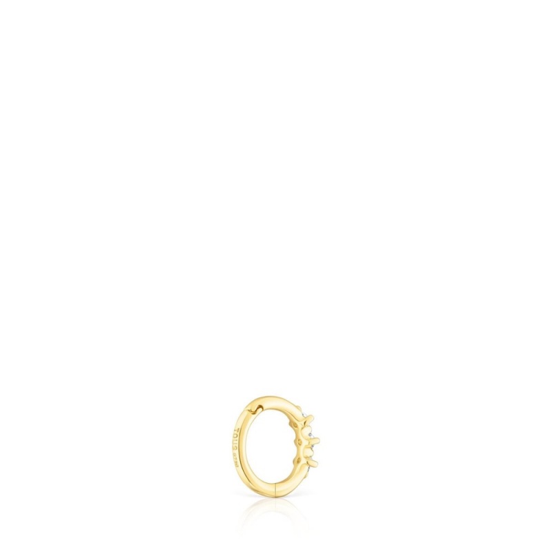 Pendientes TOUS Small Strip hoop eardiamonds Les Classiques Mujer Dorados | 5483OYPAG