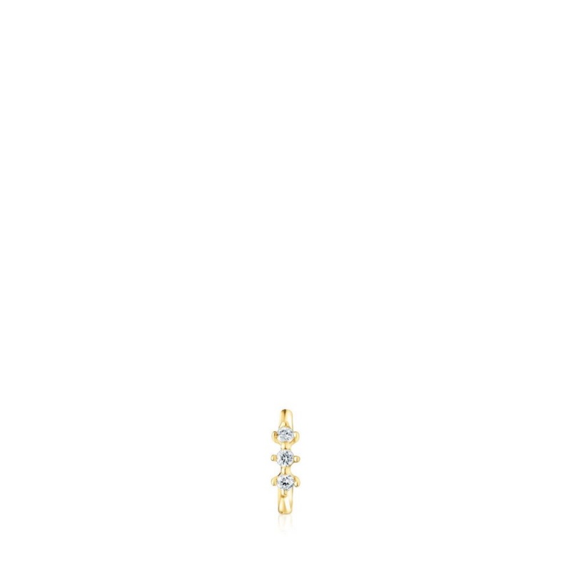 Pendientes TOUS Small Strip hoop eardiamonds Les Classiques Mujer Dorados | 5483OYPAG