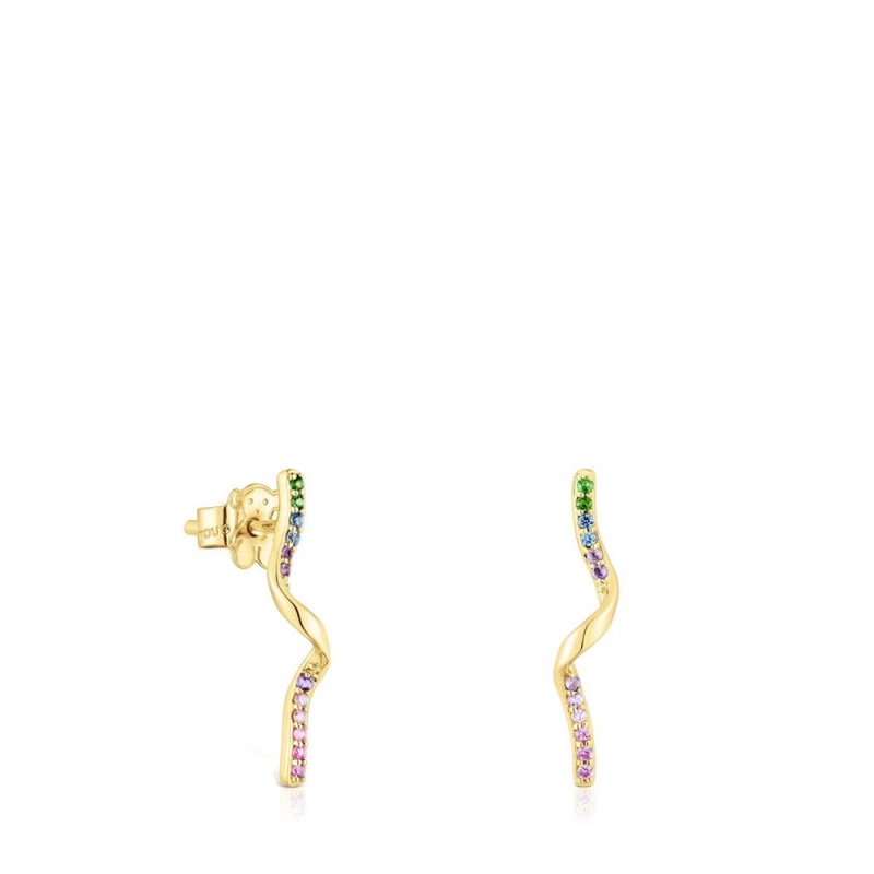 Pendientes TOUS Spiral with gemstones St. Tropez Mujer Dorados | 8915XBAQC