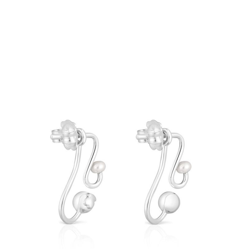 Pendientes TOUS Tsuri Two-piece with cultured pearls Mujer Plateados | 9820YIVST