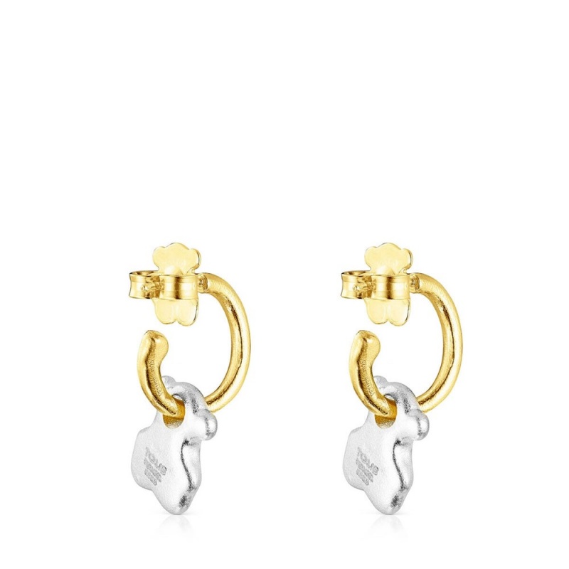 Pendientes TOUS Two-tone Luah bear Mujer Dorados | 5982OJABY