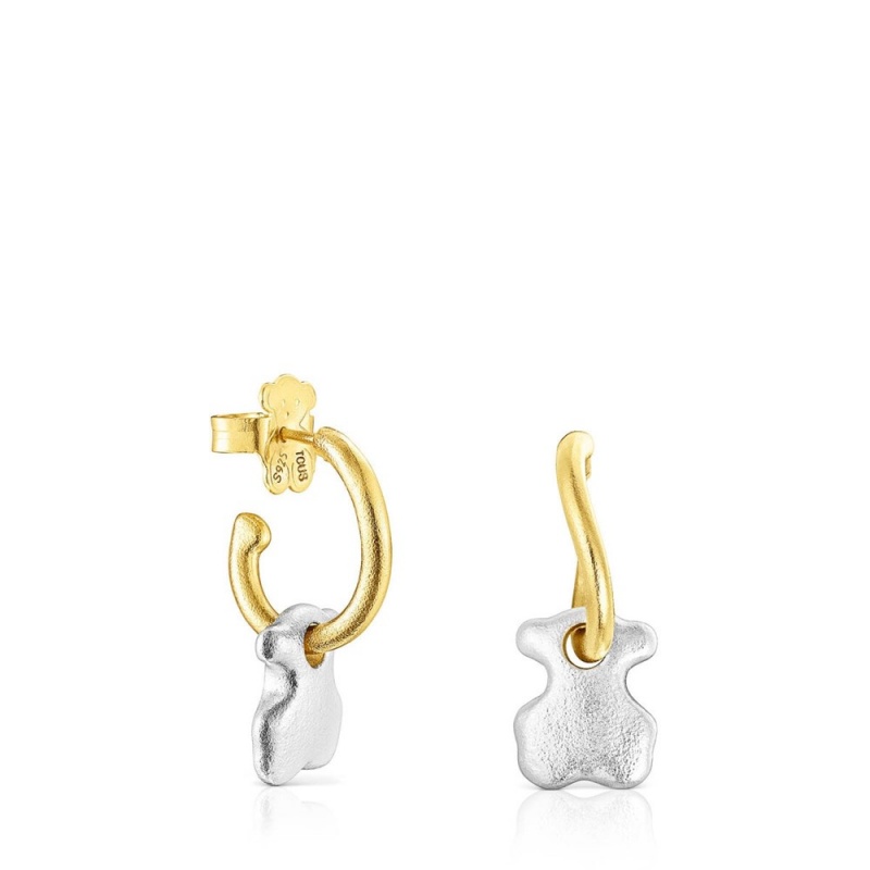 Pendientes TOUS Two-tone Luah bear Mujer Dorados | 5982OJABY