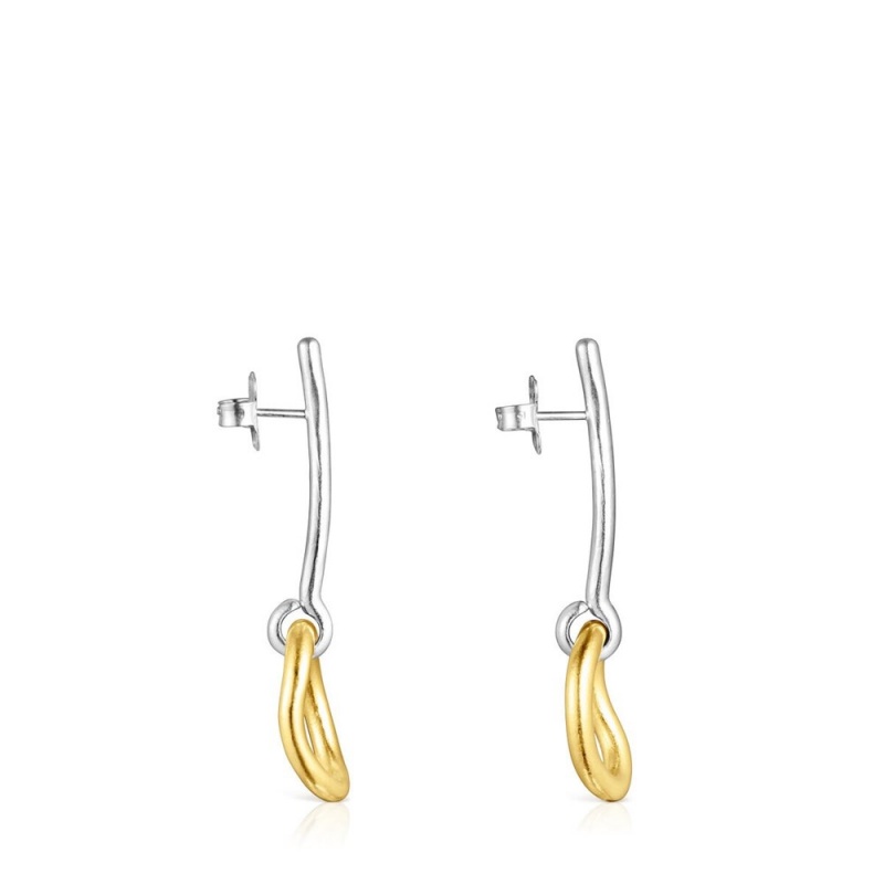 Pendientes TOUS Two-tone vermeil Hav with ring Mujer Plateados | 8146JUABE