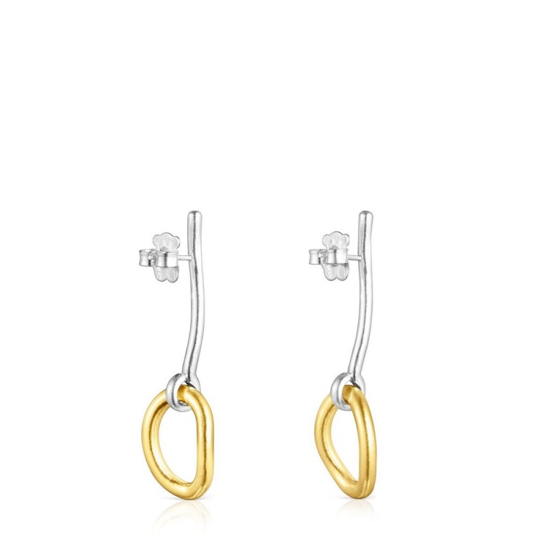 Pendientes TOUS Two-tone vermeil Hav with ring Mujer Plateados | 8146JUABE