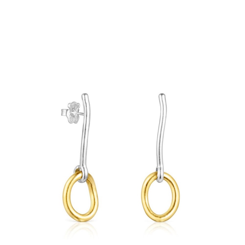 Pendientes TOUS Two-tone vermeil Hav with ring Mujer Plateados | 8146JUABE