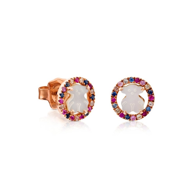 Pendientes TOUS Vermeil Camille with Mother-of-Pearl multicolored Sapphire Mujer Rosas Plateados Azules | 3085LRYHJ