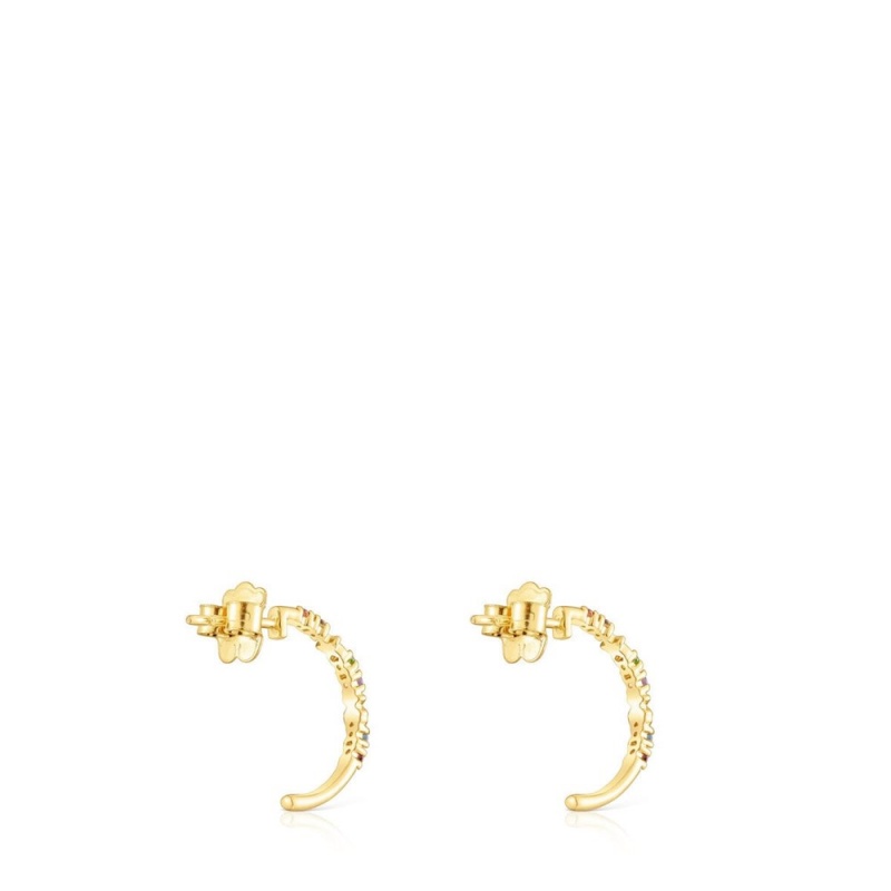 Pendientes TOUS Virtual Garden Hoop with gemstones Mujer Dorados | 9672HOSMG