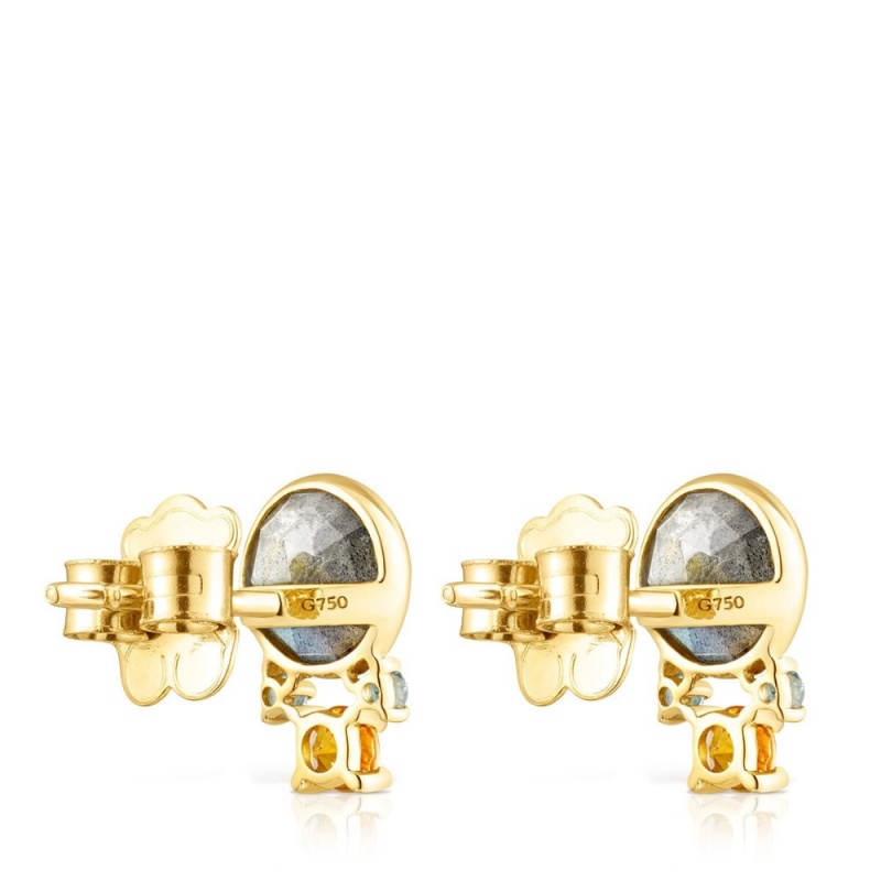 Pendientes TOUS Virtual Garden with labradorite gemstones Mujer Dorados | 5210WANPQ