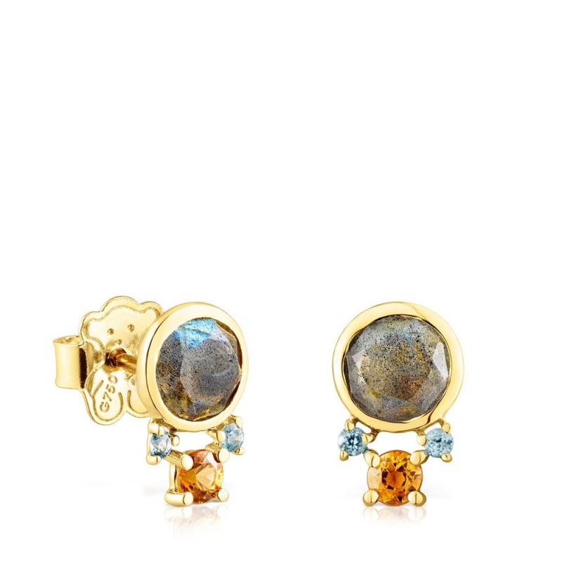 Pendientes TOUS Virtual Garden with labradorite gemstones Mujer Dorados | 5210WANPQ