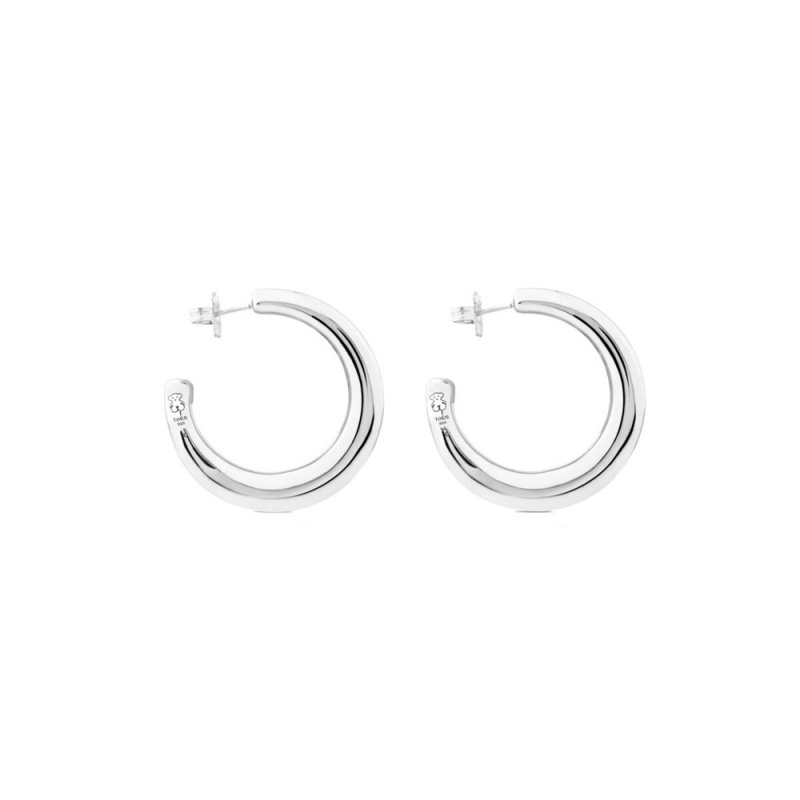 Pendientes TOUS Warm Hoop Mujer Plateados | 7504GWKOD