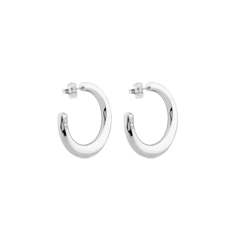 Pendientes TOUS Warm Hoop Mujer Plateados | 7504GWKOD