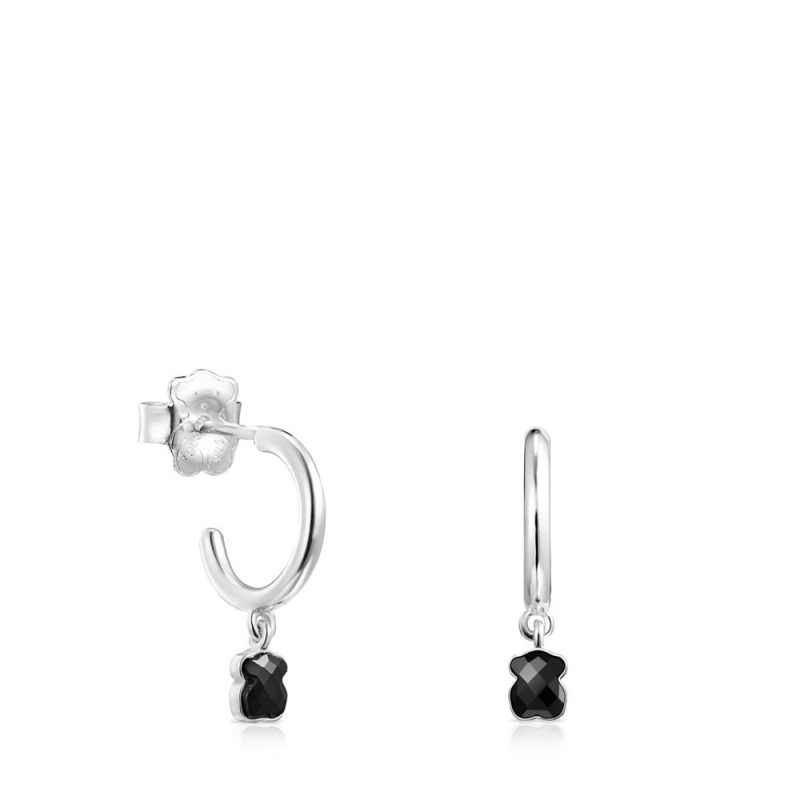 Pendientes TOUS in with Onyx 1,3cm. Mini Onix Mujer Plateados Negros | 3640KVYWG