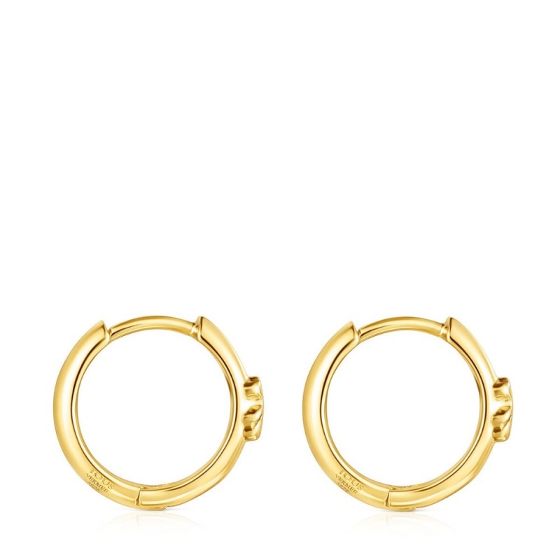 Pendientes TOUS vermeil Basics Hoop with bear Mujer Plateados | 4629JSHNZ