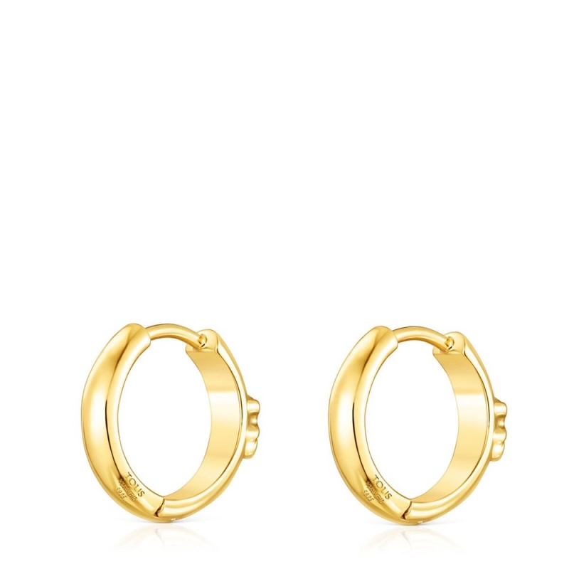 Pendientes TOUS vermeil Basics Hoop with bear Mujer Plateados | 4629JSHNZ