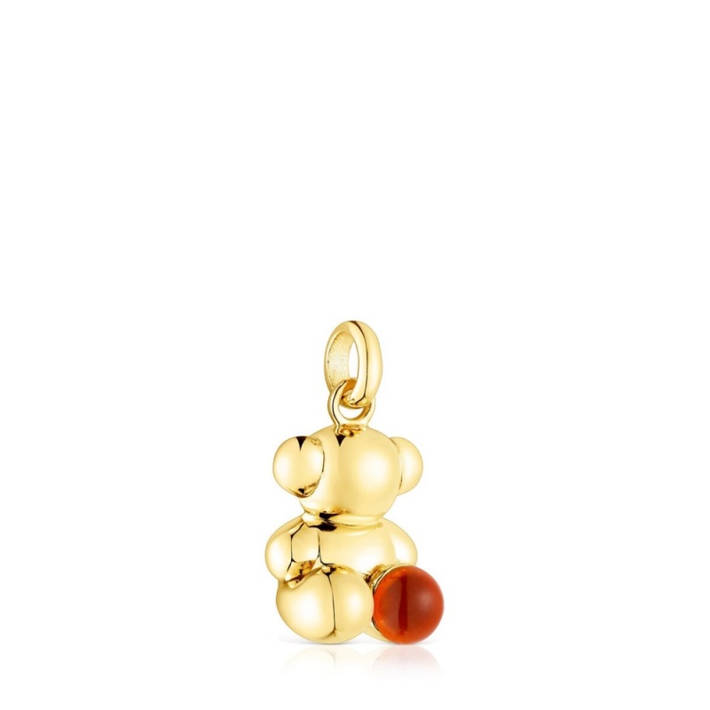 Pendientes TOUS vermeil Bold Bear pendant with carnelian Mujer Plateados | 5176DVMFX