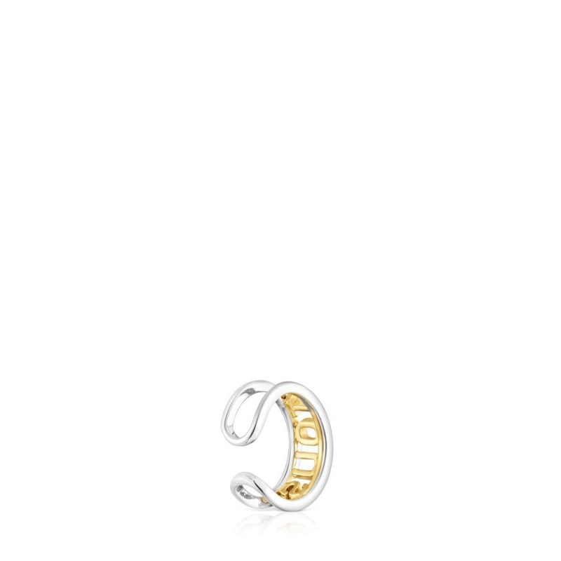 Pendientes TOUS vermeil Earcuff Logo Mujer Plateados | 5094SMALU