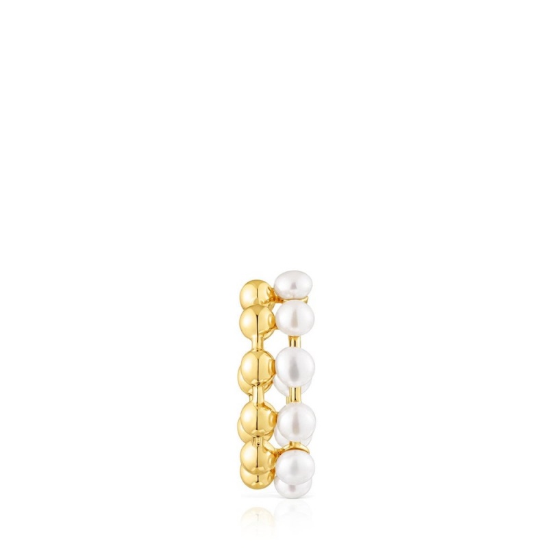 Pendientes TOUS vermeil Gloss Double earcuff with cultured pearls Mujer Plateados | 5328GOJMK