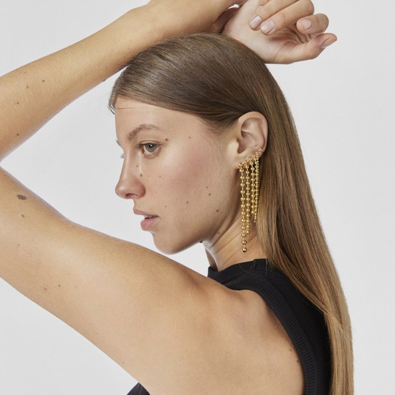 Pendientes TOUS vermeil Gloss Earcuff with five chains Mujer Plateados | 3512CYUMW