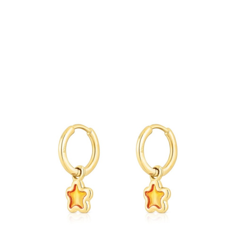 Pendientes TOUS vermeil Gregal flower hoop Mujer Plateados Naranjas Flores | 1845AUZJY