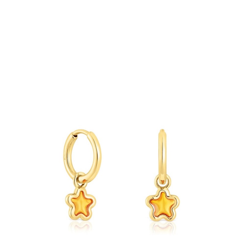 Pendientes TOUS vermeil Gregal flower hoop Mujer Plateados Naranjas Flores | 1845AUZJY