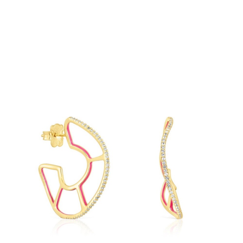 Pendientes TOUS vermeil Gregal hoop with topazes Mujer Plateados | 5092NOQBT