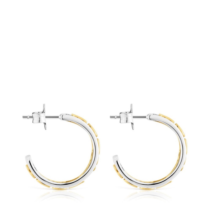 Pendientes TOUS vermeil Hoop Logo Mujer Plateados | 4825FUWLM