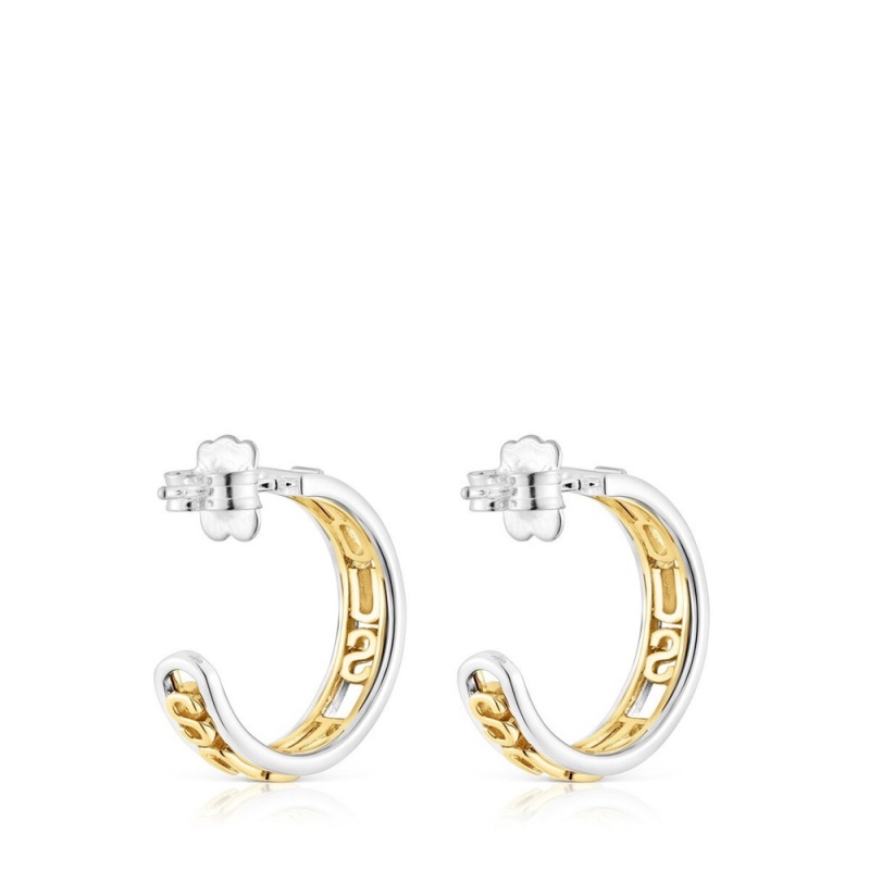 Pendientes TOUS vermeil Hoop Logo Mujer Plateados | 4825FUWLM