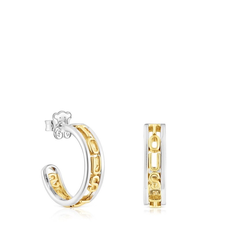 Pendientes TOUS vermeil Hoop Logo Mujer Plateados | 4825FUWLM