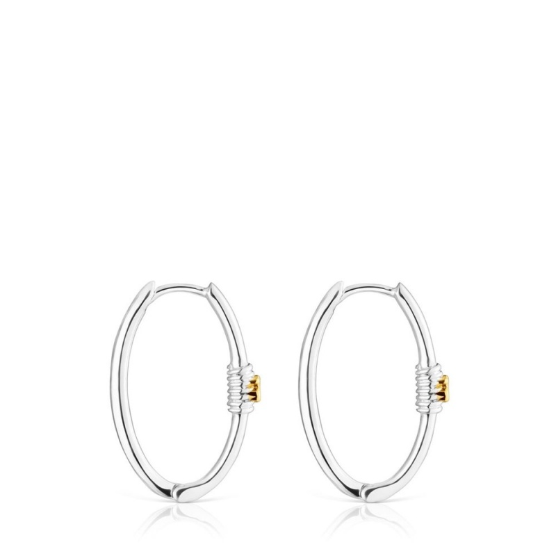 Pendientes TOUS vermeil Lure Hoop Mujer Plateados | 1390ZFIQR