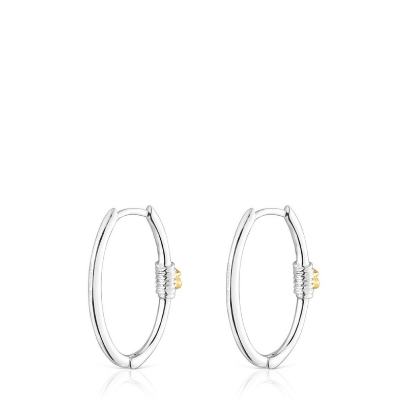 Pendientes TOUS vermeil Lure Hoop Mujer Plateados | 1390ZFIQR