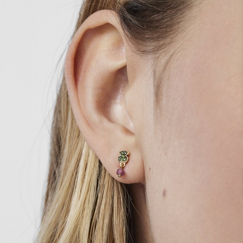 Pendientes TOUS vermeil New Motif with chrome diopside bear ruby Mujer Plateados | 4175ENRSL