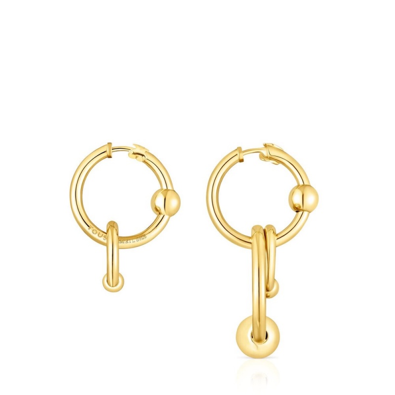 Pendientes TOUS vermeil Plump Double circle Mujer Plateados | 1762FWQAR