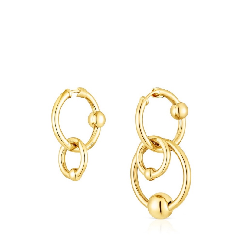 Pendientes TOUS vermeil Plump Double circle Mujer Plateados | 1762FWQAR