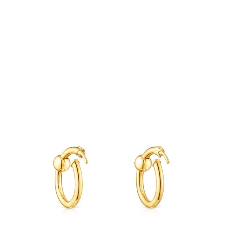 Pendientes TOUS vermeil Plump Double circle Mujer Plateados | 1762FWQAR