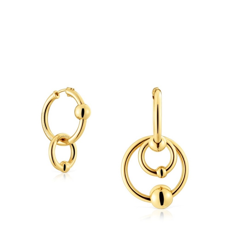 Pendientes TOUS vermeil Plump Double circle Mujer Plateados | 1762FWQAR