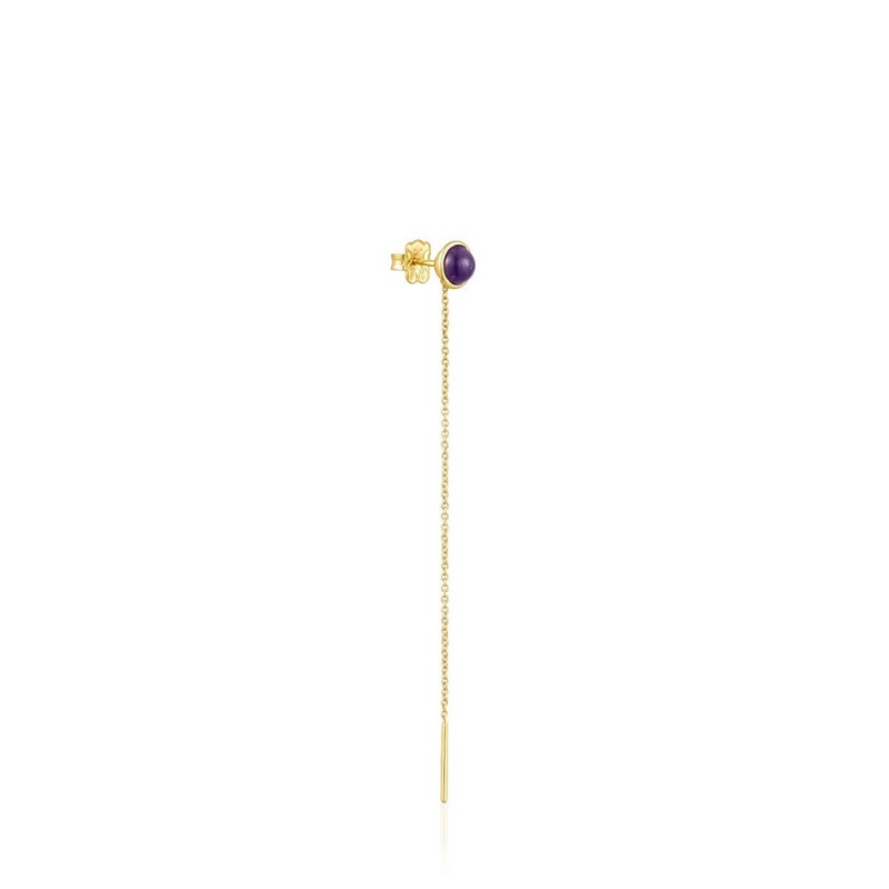 Pendientes TOUS vermeil Plump Long 1/2 with amethyst Mujer Plateados | 1670YUEMG