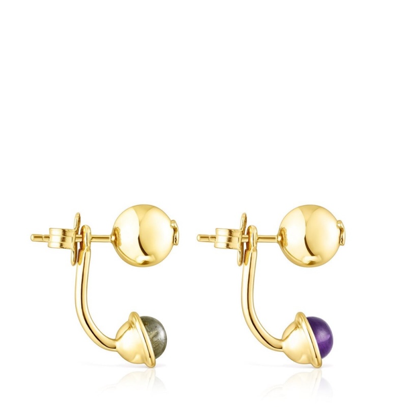 Pendientes TOUS vermeil Plump with gemstones Mujer Plateados | 5439NITPQ