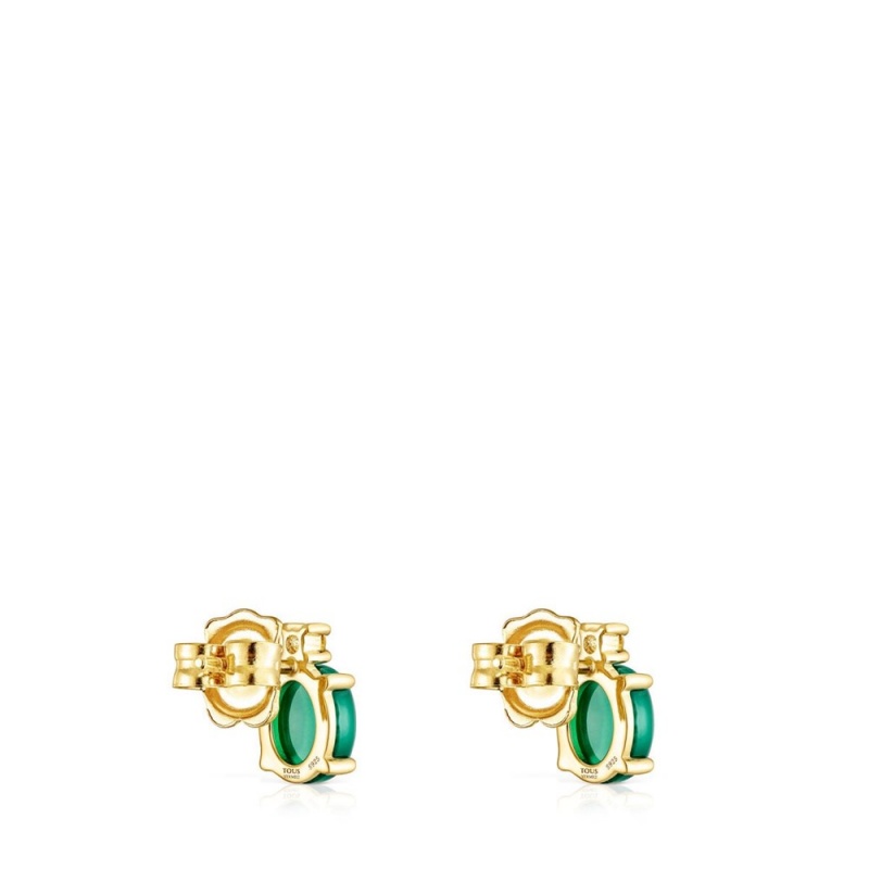 Pendientes TOUS vermeil Virtual Garden with chalcedony citrine Mujer Plateados | 9531JWLUI