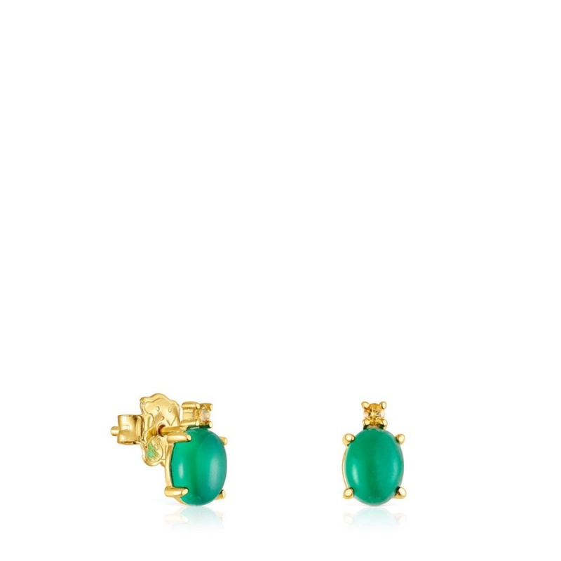 Pendientes TOUS vermeil Virtual Garden with chalcedony citrine Mujer Plateados | 9531JWLUI