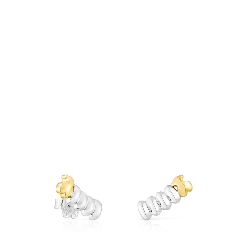 Pendientes TOUS vermeil Virtual Garden Climber Mujer Plateados | 8061LWXFQ