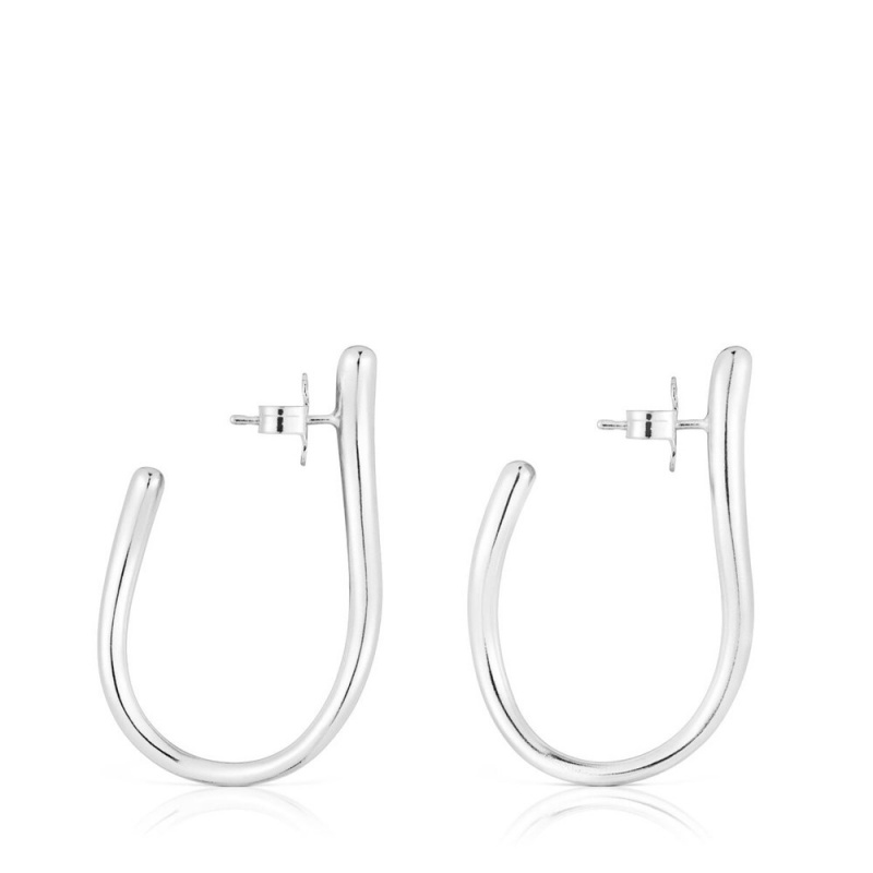 Pendientes TOUS wave-shaped Hoop New Hav Mujer Plateados | 3984KYQVA