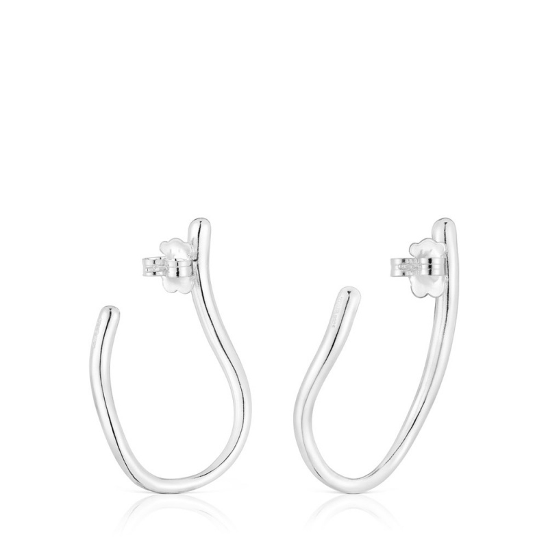 Pendientes TOUS wave-shaped Hoop New Hav Mujer Plateados | 3984KYQVA